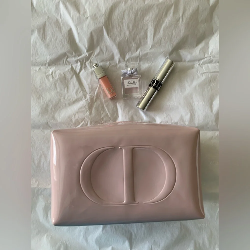 Dior Pink Cosmetic Pouch with Parfume, Mascara & Lip Gloss
